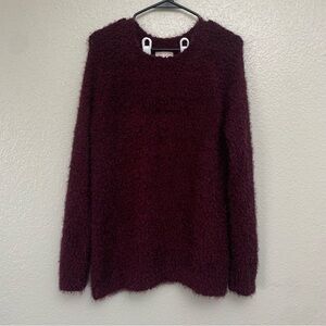Lauren Conrad Women’s Wine Eyelash Crewneck Sweater Large‎